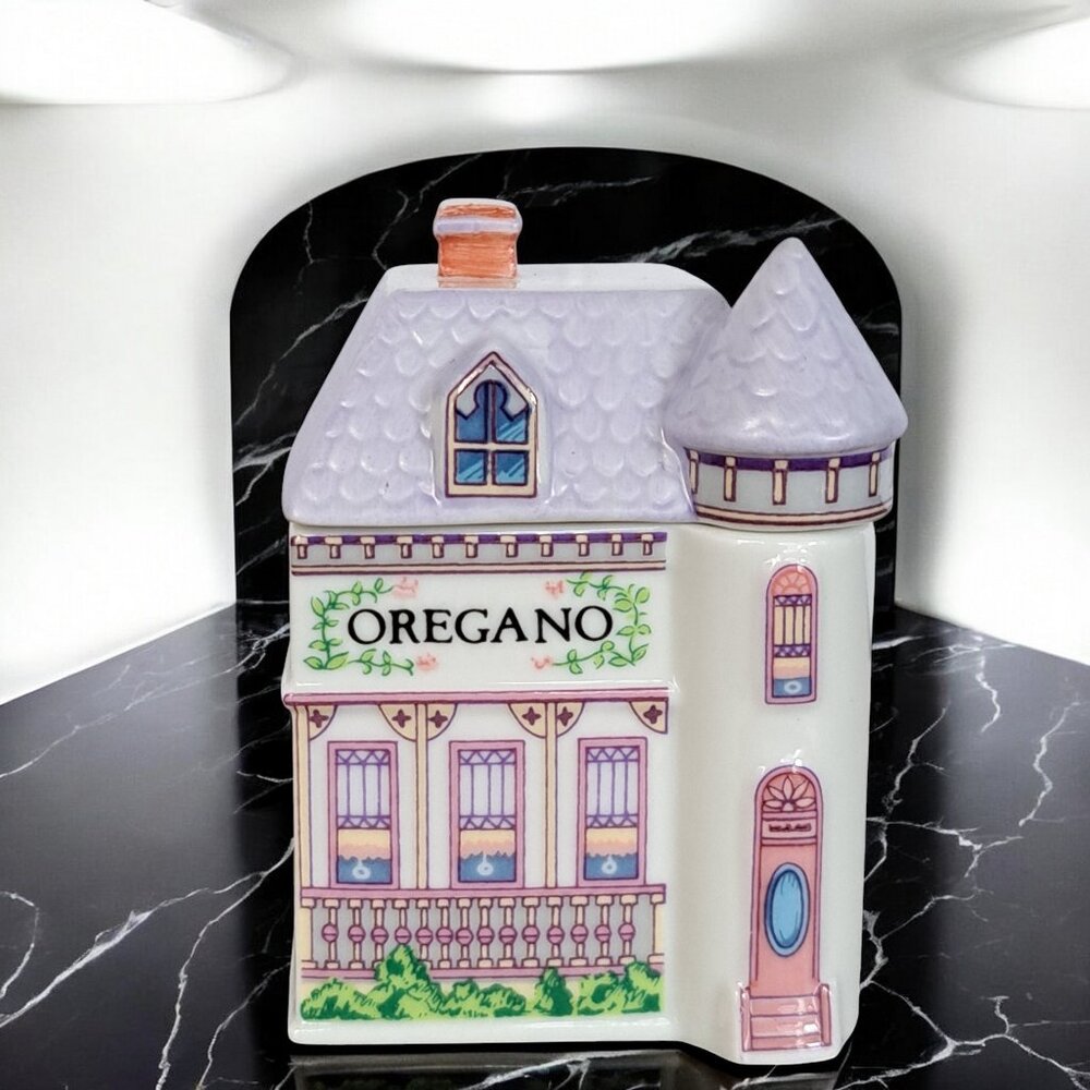 1989 Lenox Spice Village oregano Spice Jar & Lid Porcelain Handcrafted VTG